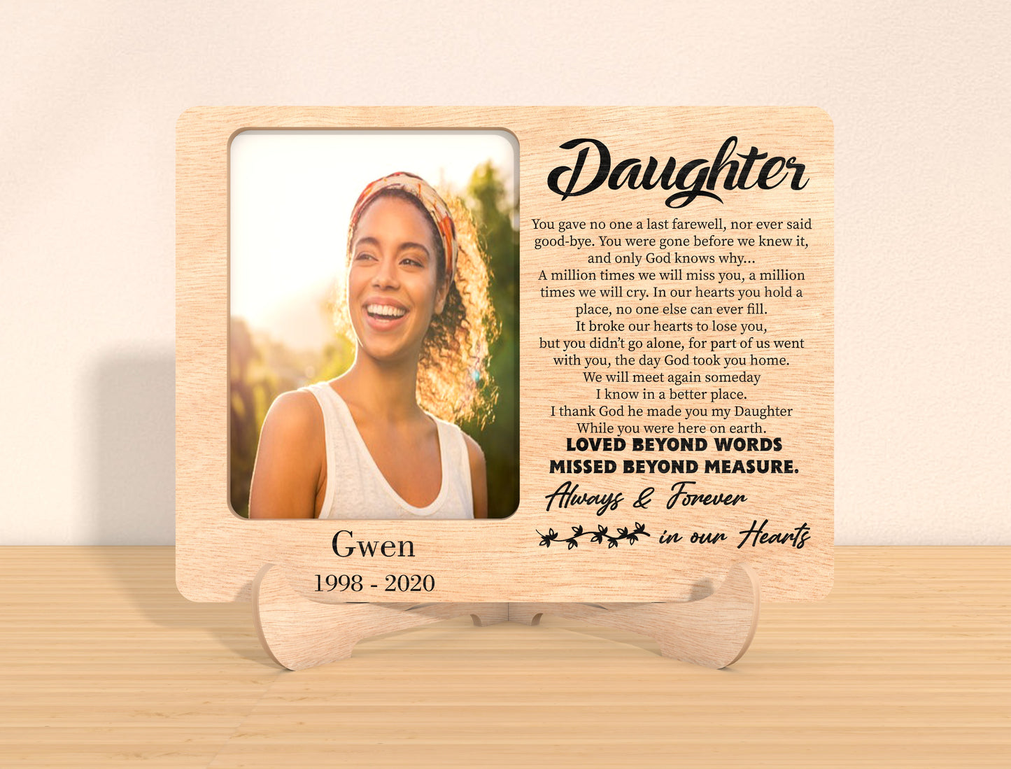 Memorial Photo Tabletop Sign SVG Personalized Laser Cut File  for LightBurn and Glowforge