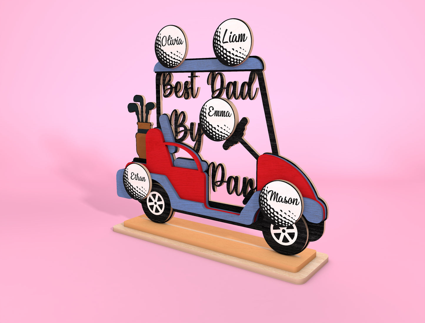 Personalized Golf Cart Dad Sign SVG Laser Cut File for Glowforge and LightBurn