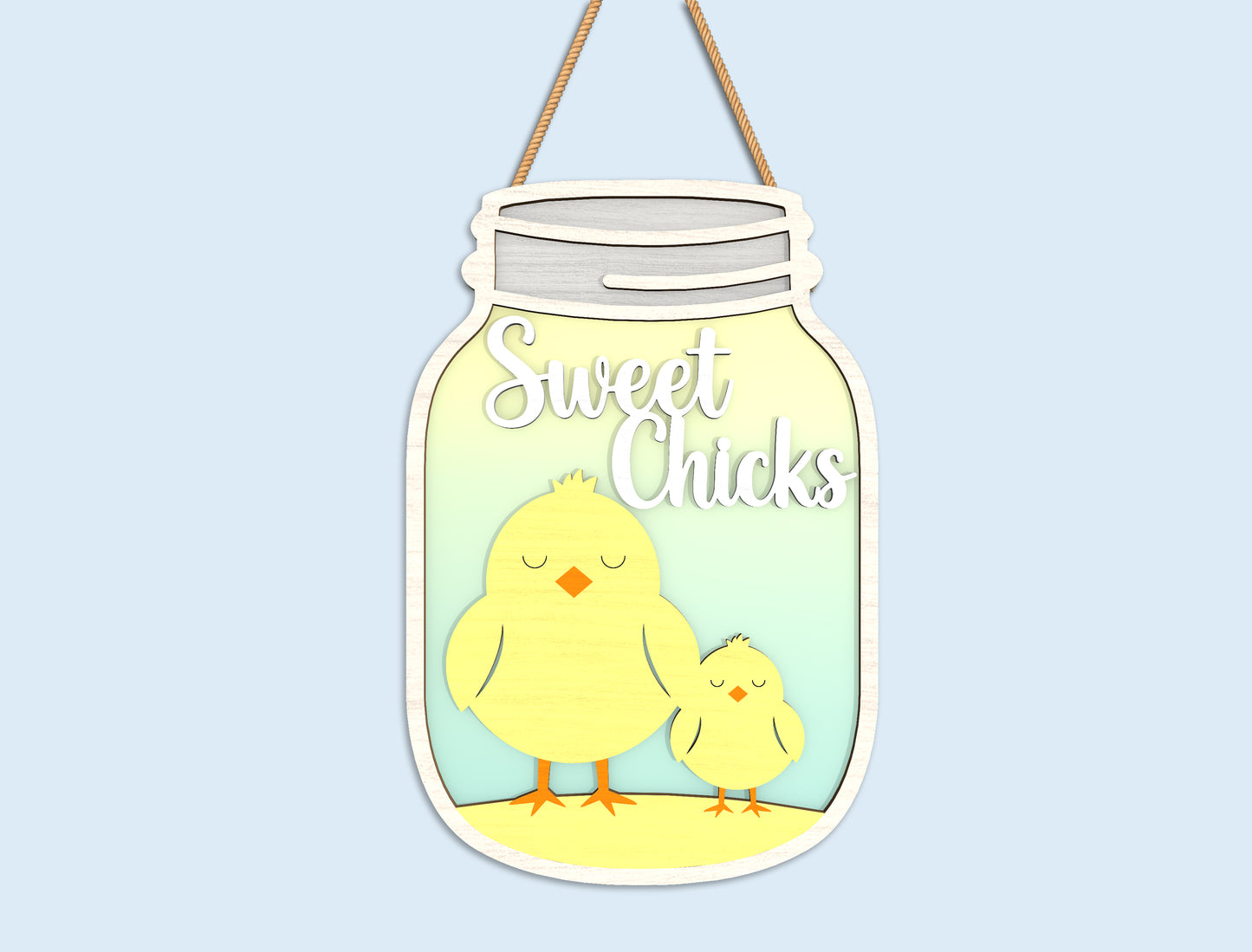 Easter Mason Jar Door Hanger Laser Cut File | Ready to Cut | Glowforge, xTool, LightBurn, etc.