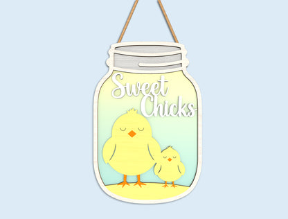 Easter Mason Jar Door Hanger Laser Cut File | Ready to Cut | Glowforge, xTool, LightBurn, etc.