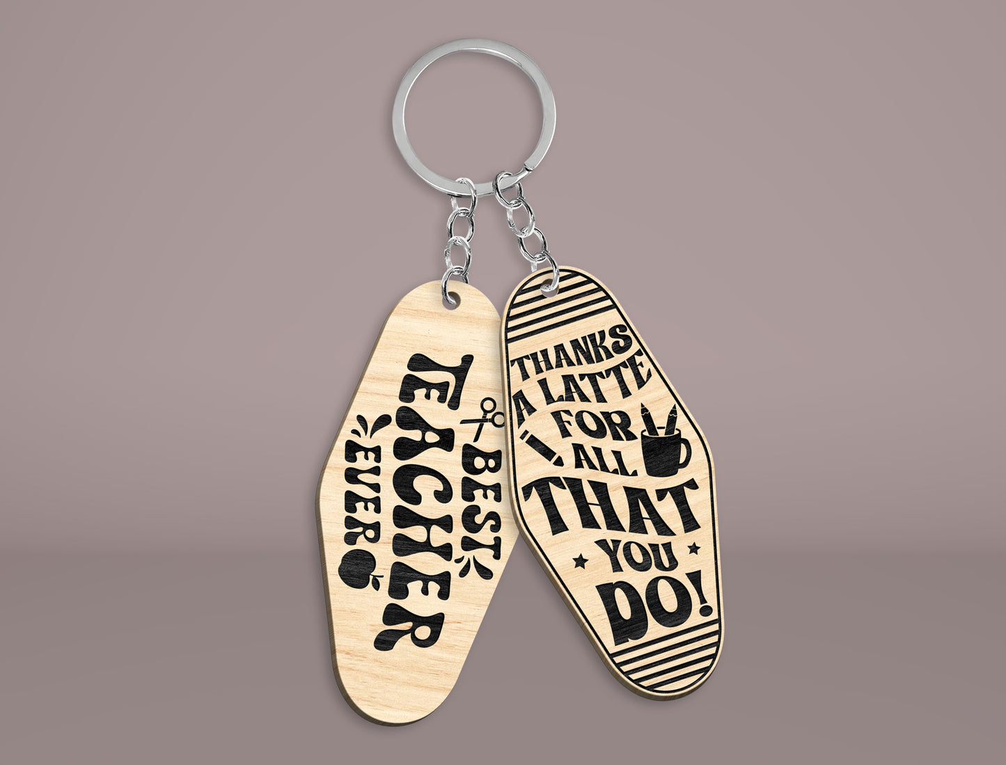 Teacher Motel Keychain SVG Bundle Laser Cut File for xTool and Glowforge