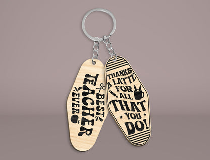 Teacher Motel Keychain SVG Bundle Laser Cut File for xTool and Glowforge
