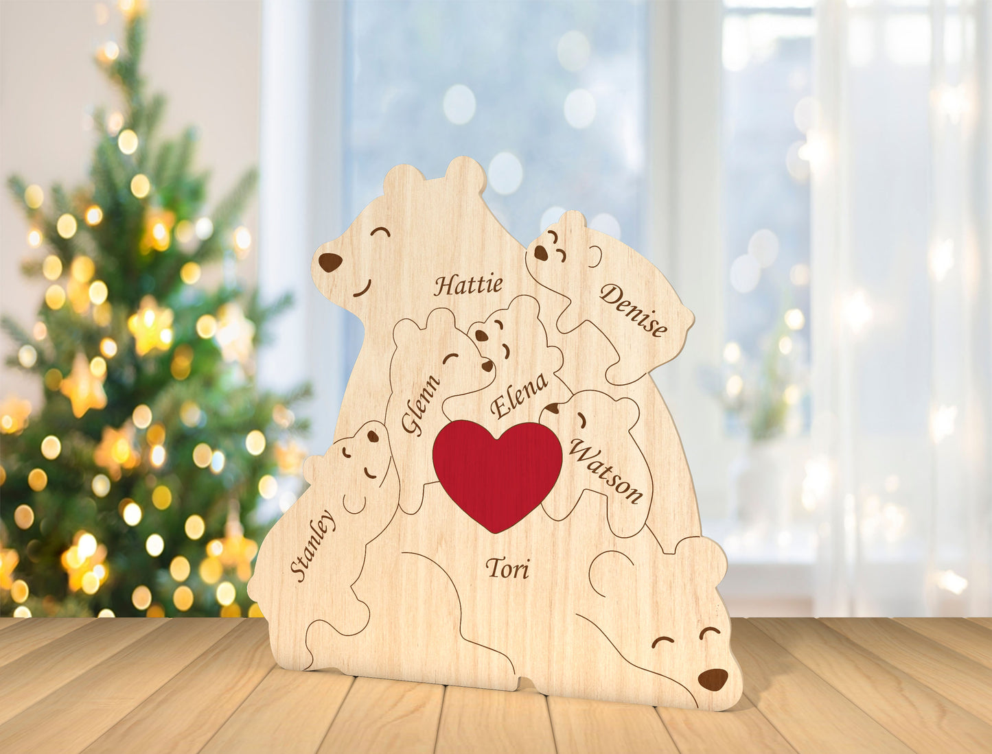 Personalized Family Bear Puzzle SVG for Glowforge and xTool