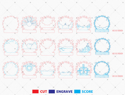 He Is Risen Cross Scene SVG Bundle 3 Designs for Glowforge and xTool