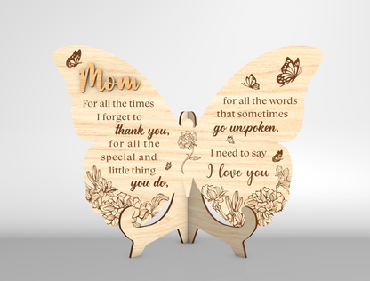 Mom Butterfly Tabletop Sign SVG Bundle Mother's Day Desk Decor Laser Cut File for Glowforge and xTool