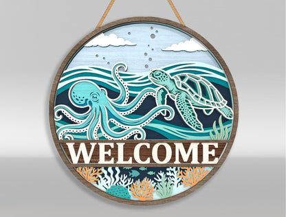Ocean Welcome Door Hanger SVG Bundle for Glowforge and LightBurn