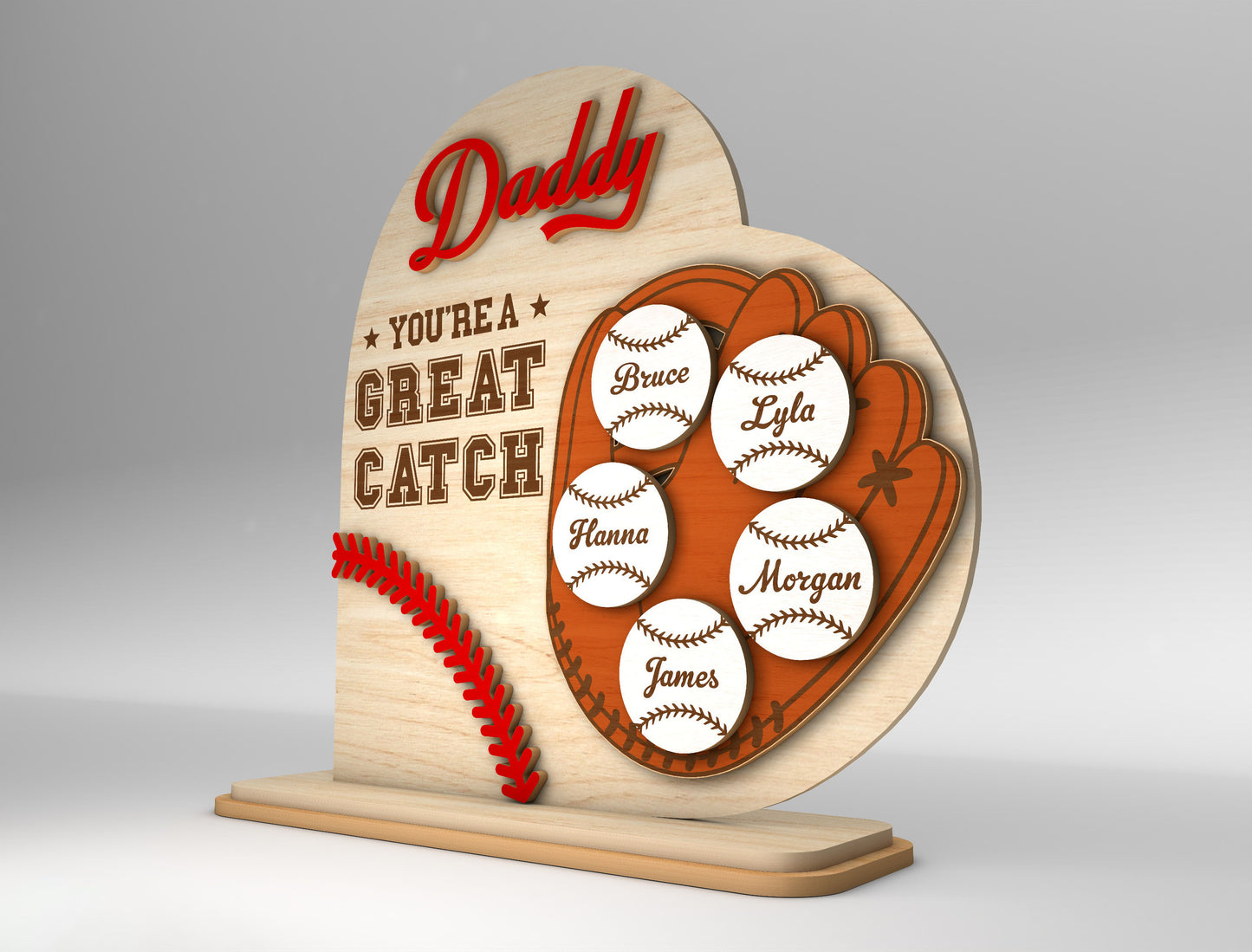 Personalized Baseball Dad Great Catch SVG for Glowforge and xTool