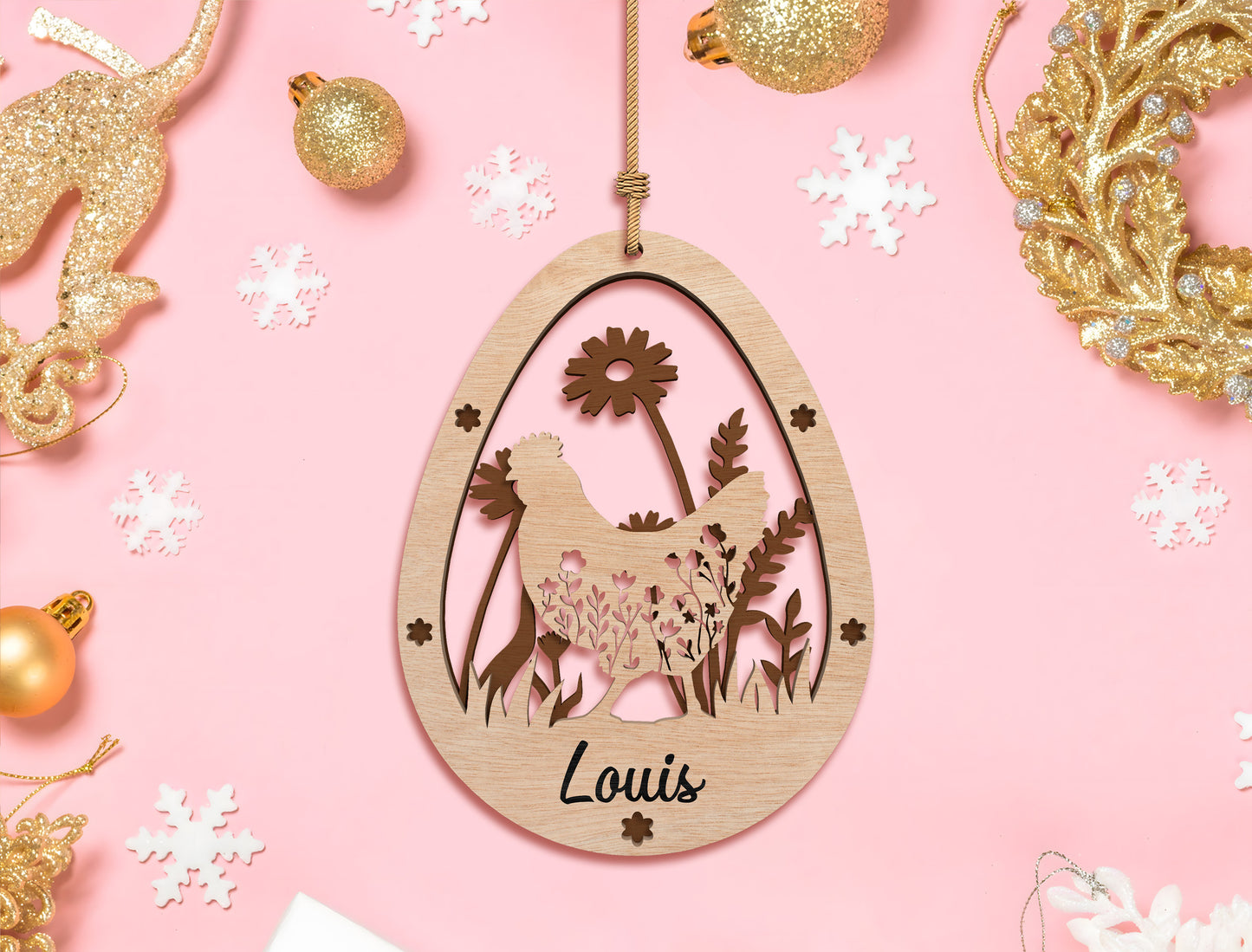 Personalized Easter Egg Name Ornament SVG Custom for Glowforge and xTool