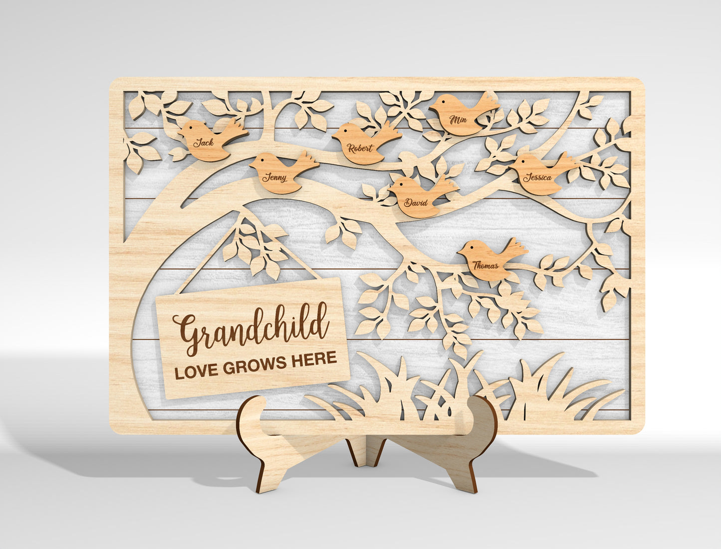 Personalized Bird Family Custom Name Tree Sign SVG for xTool
