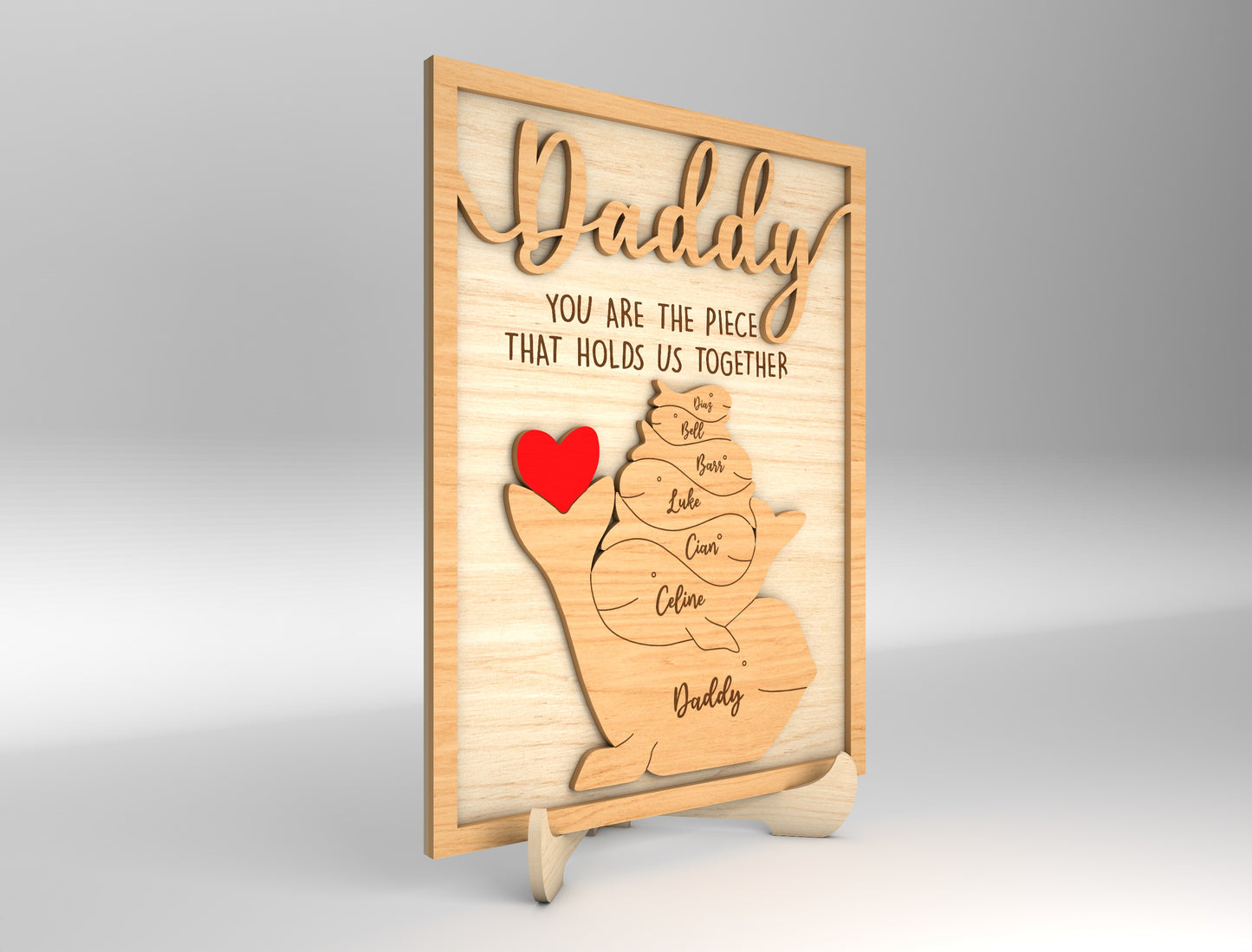 Dad Whale Family Custom Name Sign SVG Laser Cut File for LightBurn and xTool