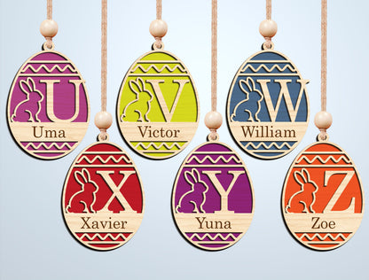 Easter Alphabet Ornament SVG Bunny Initial Monogram for Glowforge