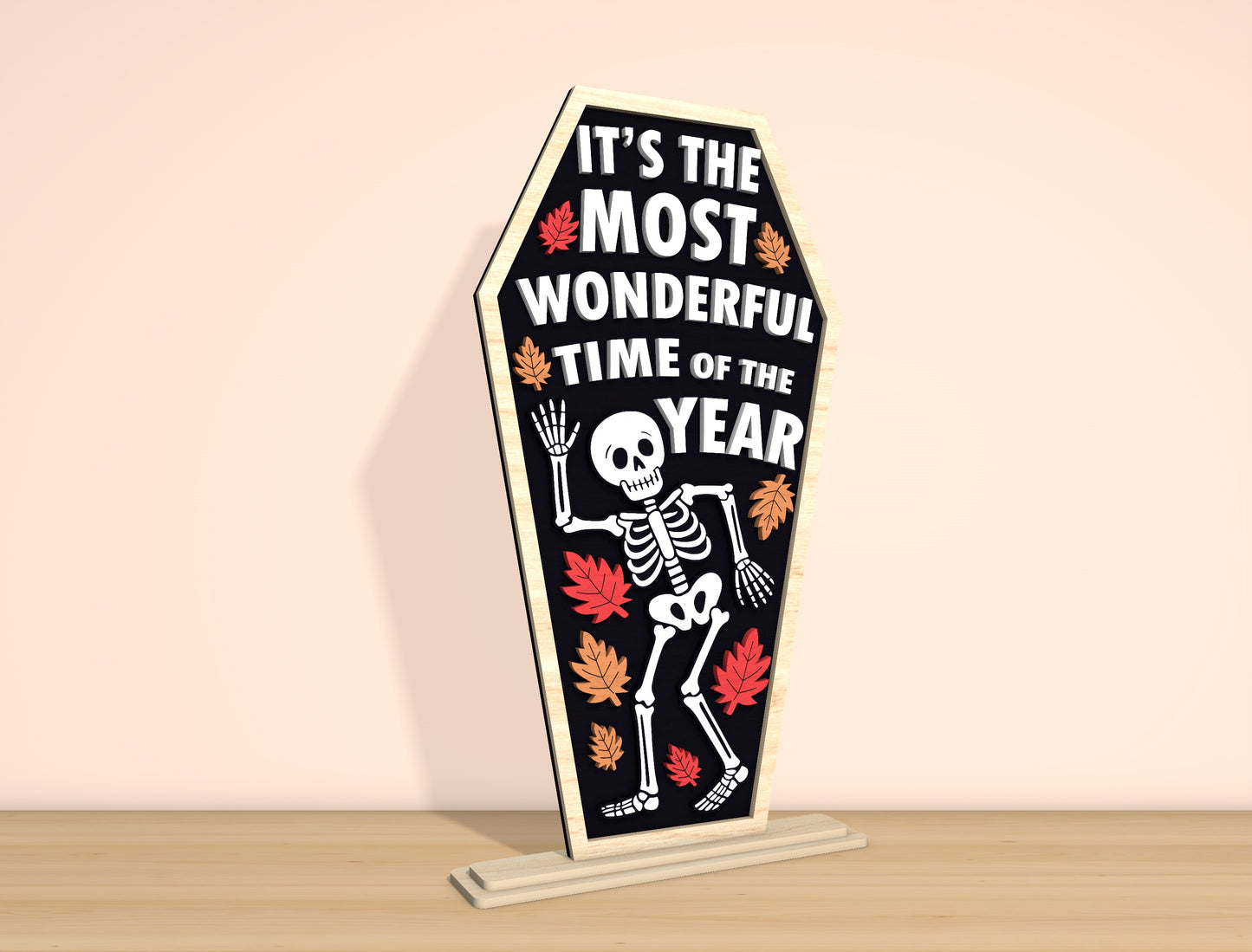 Funny Skeleton Coffin Sign SVG Laser Cut File | 2 Halloween Quote Designs | Spooky Wooden Decor | Glowforge, xTool, LightBurn, etc.