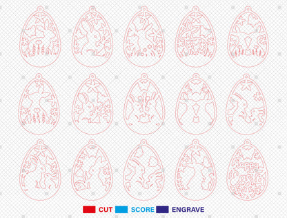 Easter Bunny Earring SVG Bundle Wooden Jewelry 15 Designs for LightBurn