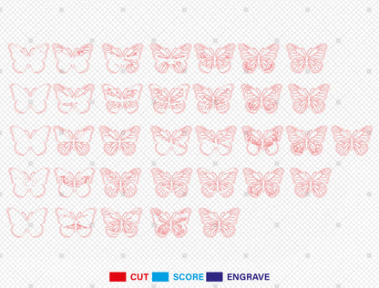 Multilayer Butterfly Landscape SVG Bundle Laser Cut File for Glowforge and xTool