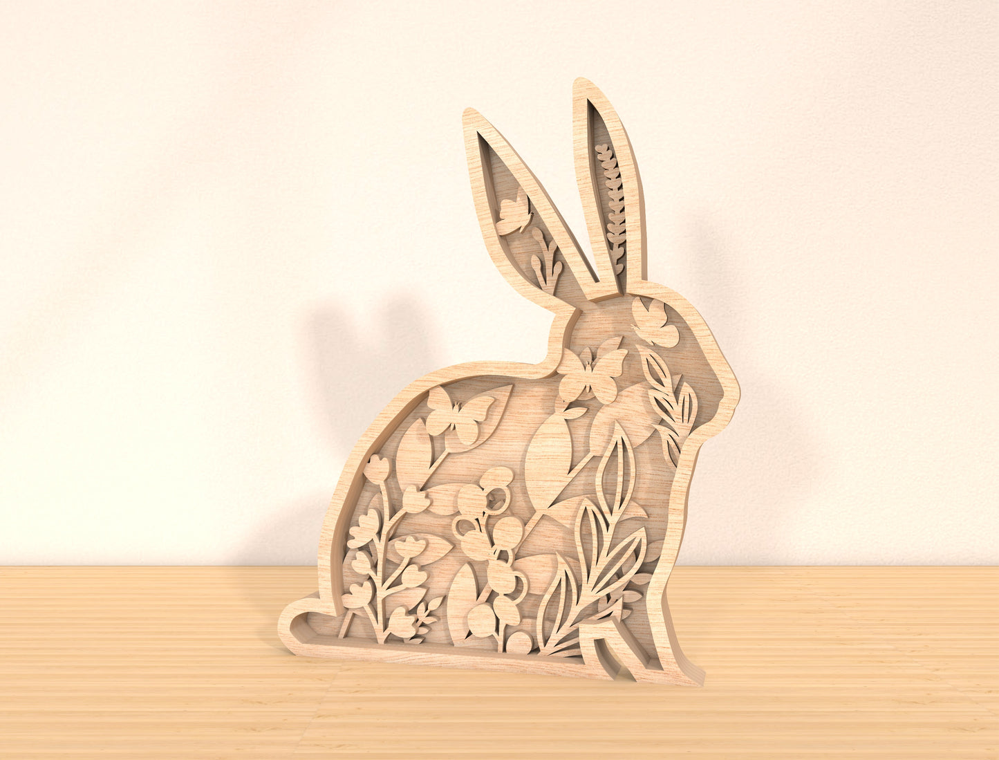 Multilayer Bunny Floral SVG Bundle 6 Layer Rabbit Nature for Glowforge