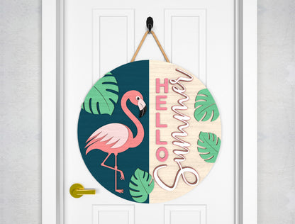 Flamingo Summer Door Hanger SVG Bundle for Glowforge