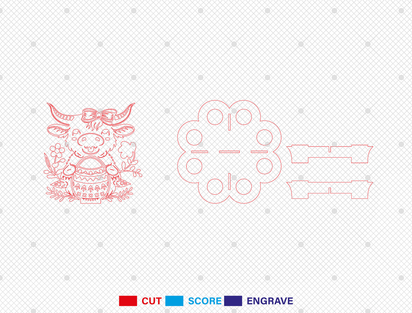 Easter Cow Egg Holder Stand Laser Cut File | Farm Easter Tabletop Egg Display | Ready to Cut | Glowforge, xTool, LightBurn, etc.