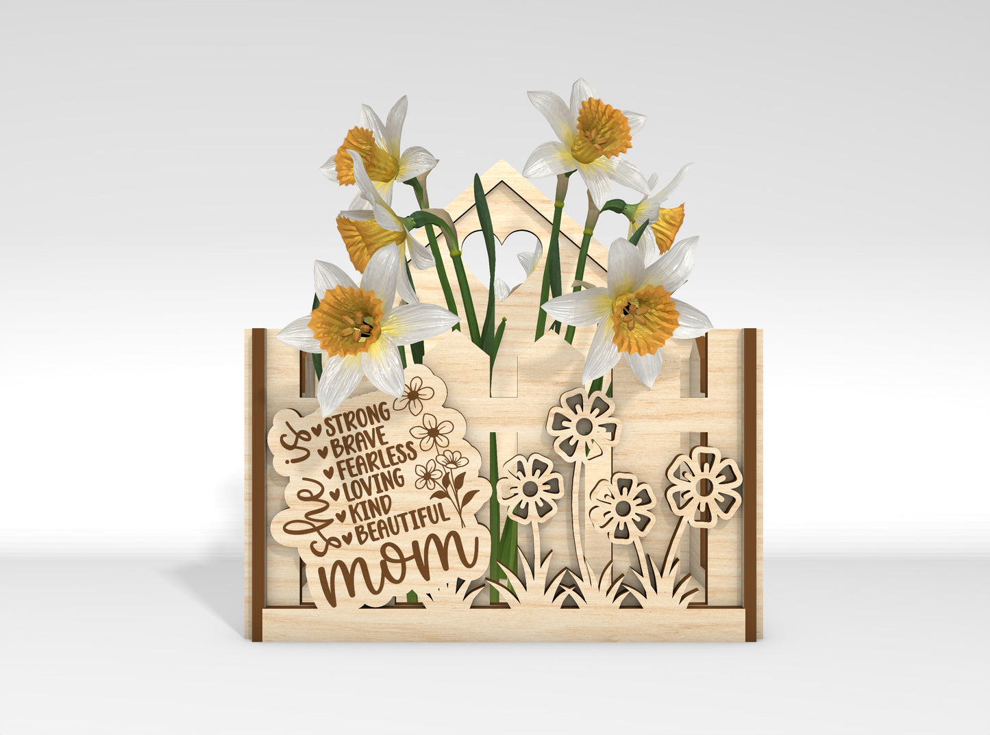 Mother's Day Flower Basket SVG Engraved Floral Gift Laser Cut File for Glowforge and xTool