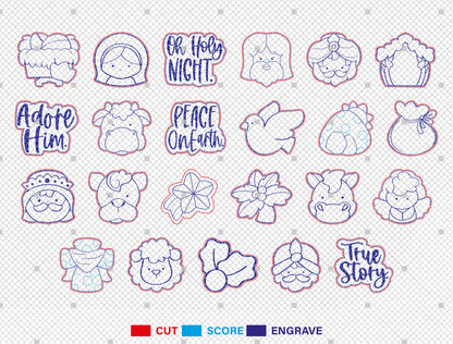 Christian Stud Earrings SVG Bundle Nativity Bible Icons 23 Designs for Glowforge