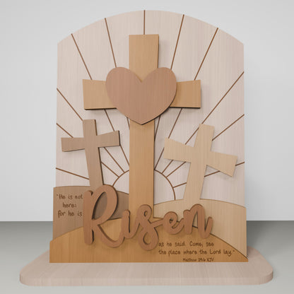 He Is Risen Cross Scene Tabletop Set SVG for Glowforge and xTool