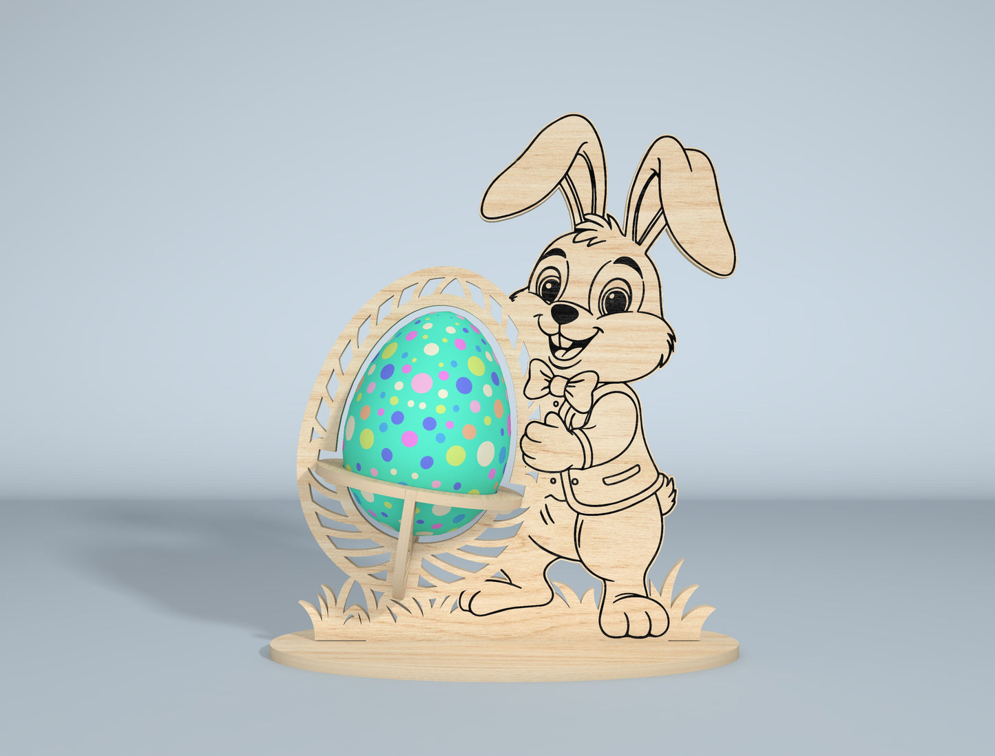 Easter Bunny Egg Spinner SVG Bundle Laser Cut File | 9 Bunny Egg Designs | Spring Tabletop Decor | Glowforge, xTool, LightBurn, etc.