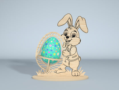 Easter Bunny Egg Spinner SVG Bundle Laser Cut File | 9 Bunny Egg Designs | Spring Tabletop Decor | Glowforge, xTool, LightBurn, etc.