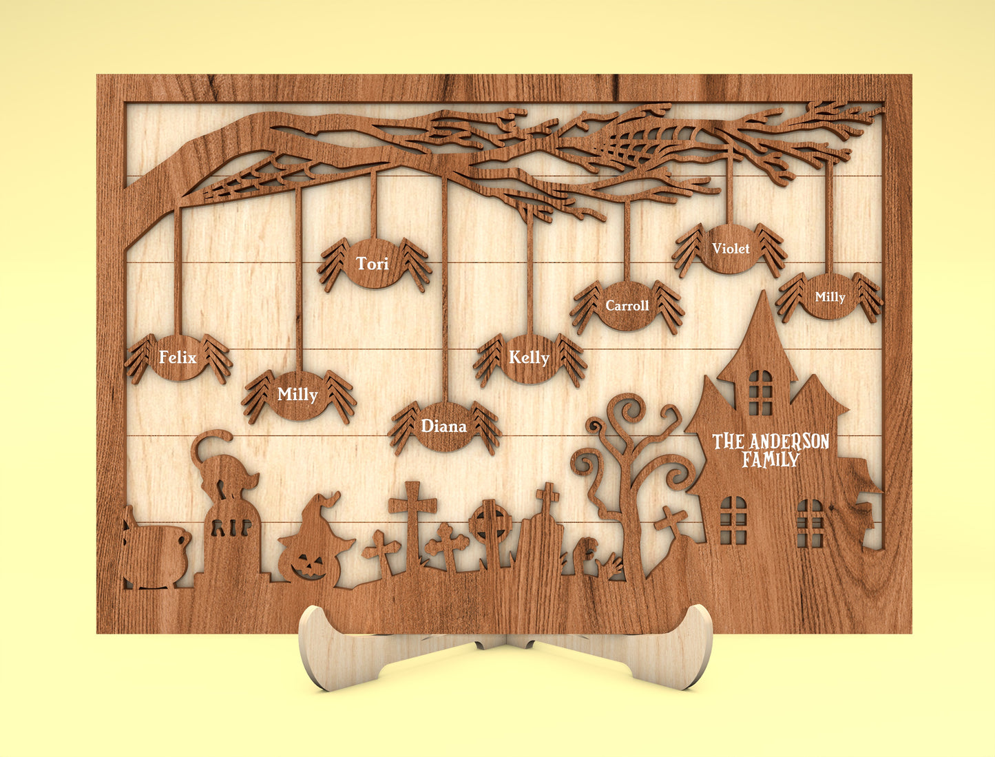 Personalized Halloween Spider Family Multilayer SVG 2 to 10 Spiders for LightBurn xTool