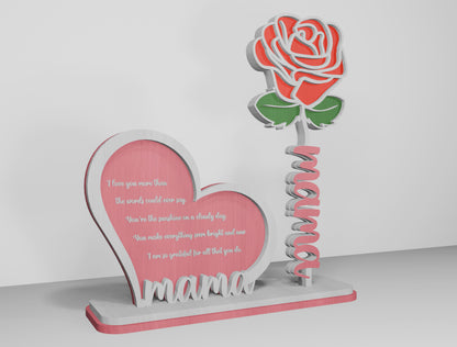 Rose Mom Tabletop Decor SVG Bundle Mother's Day for LightBurn