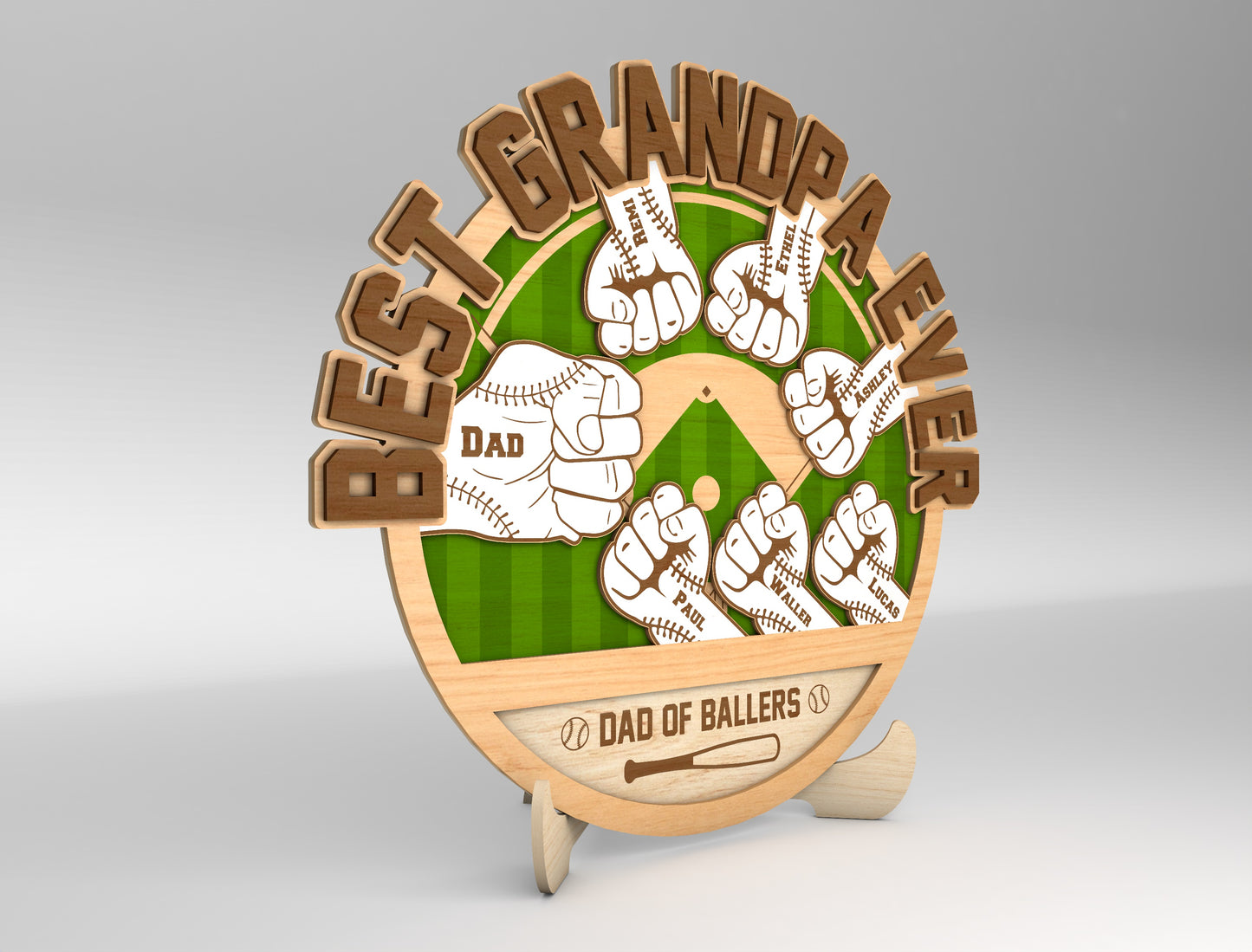 Best Dad Hands Fist Bump Sign SVG Laser Cut File for LightBurn and xTool