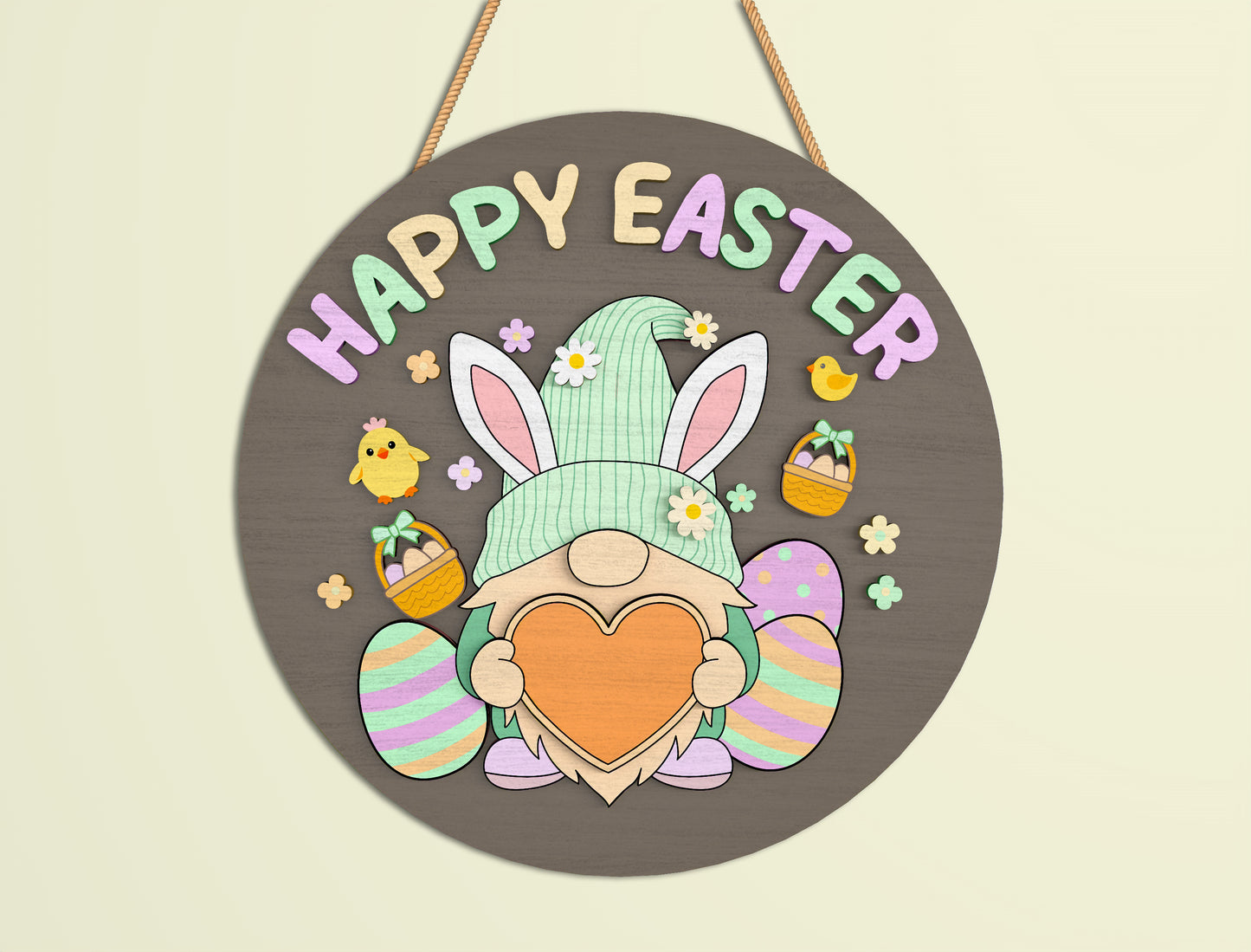 Easter Bunny Door Sign SVG Bundle Cute Bunny Quote for LightBurn