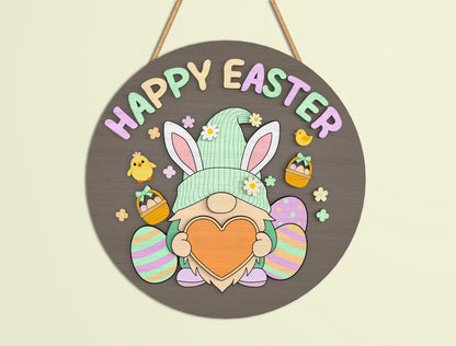 Easter Bunny Door Sign SVG Bundle Cute Bunny Quote for LightBurn
