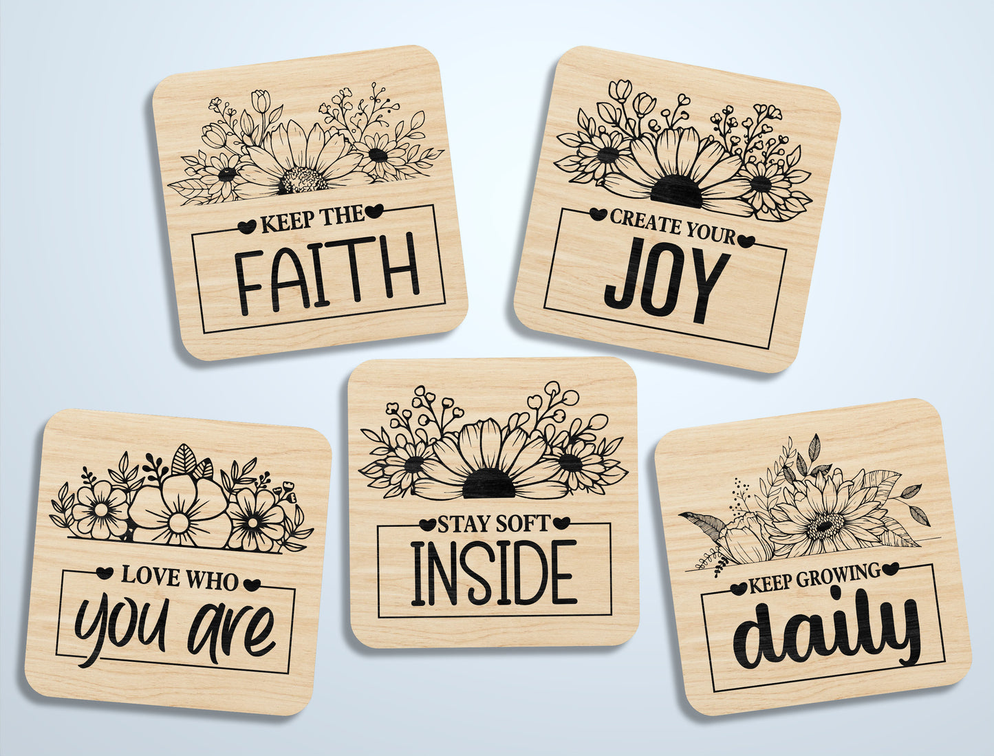 Motivational Fridge Magnet SVG Bundle for Glowforge and LightBurn