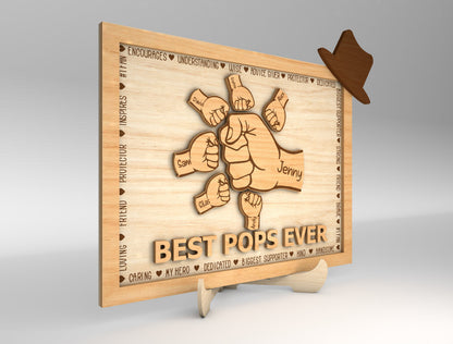 Best Dad Ever Fist Bump Sign SVG Laser Cut File for xTool and Glowforge