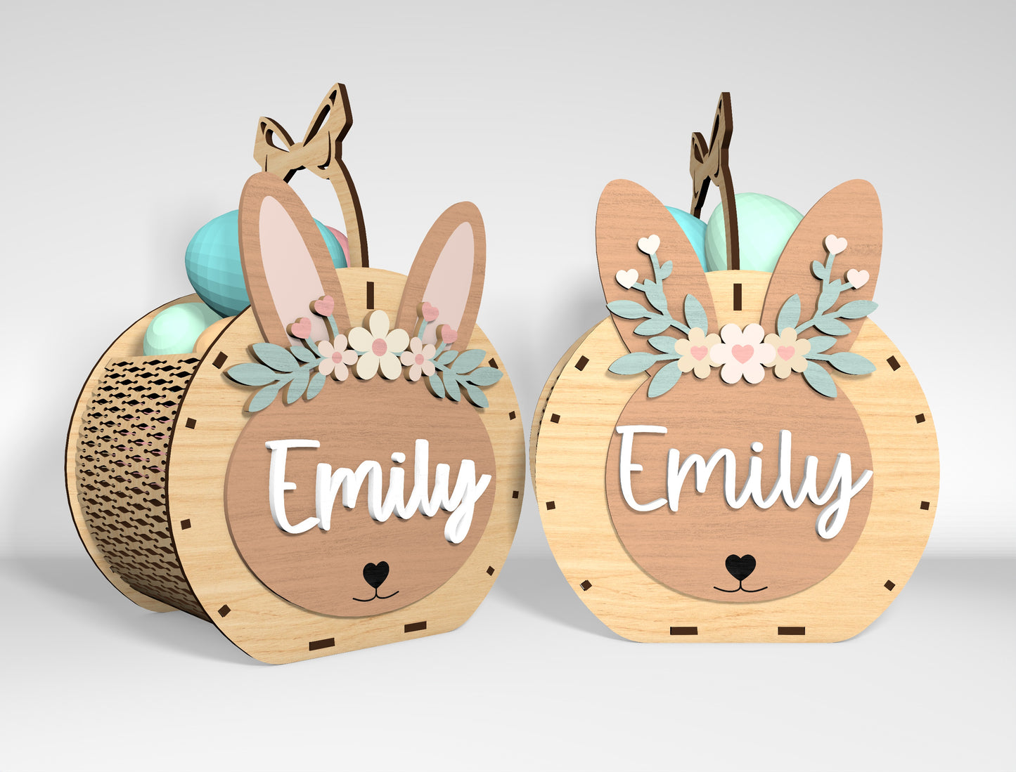 Personalized Easter Bunny Basket SVG 12 Designs for Glowforge and xTool