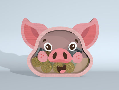 Animal Piggy Bank SVG Bundle Laser Cut File for xTool and Glowforge