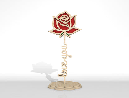Personalized Standing Flower Name Sign SVG Laser Cut File for Glowforge and xTool