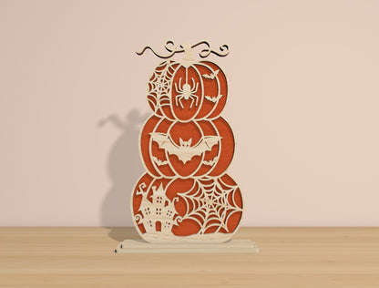 Halloween Pumpkin Stack SVG Bundle Laser Cut File | 6 Jack O Lantern Designs | Layered Wooden Decor | Glowforge, xTool, LightBurn, etc.