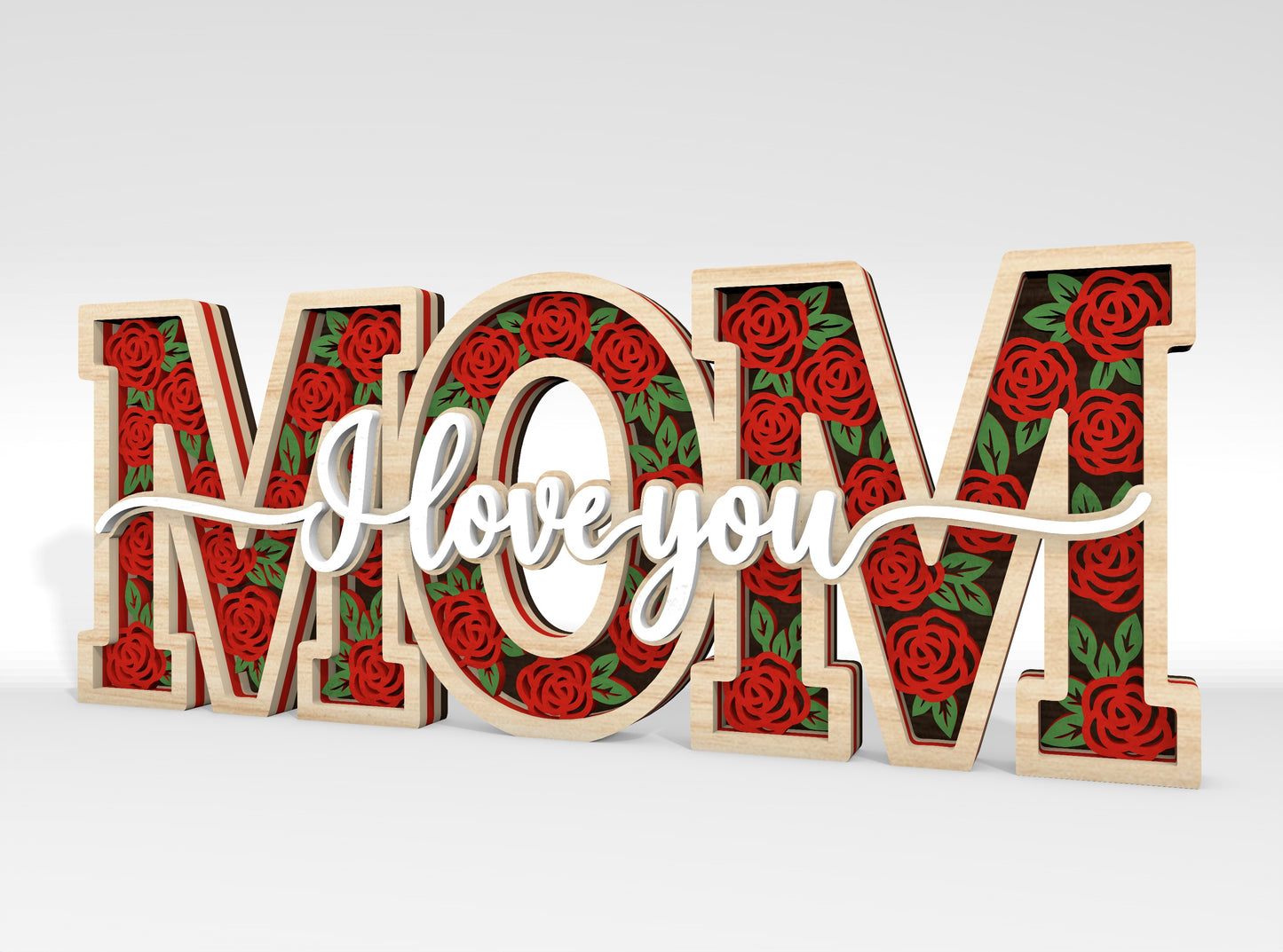 Multilayer I Love You Word Art SVG Bundle for Glowforge and xTool
