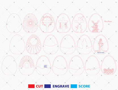 Multilayer Easter Egg SVG Bundle Christian Egg Scene for LightBurn