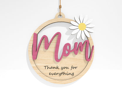 Mother's Day Floral Round Ornament SVG Bundle for Glowforge
