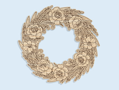 Floral Wreath Door Sign SVG Bundle Spring for LightBurn and xTool