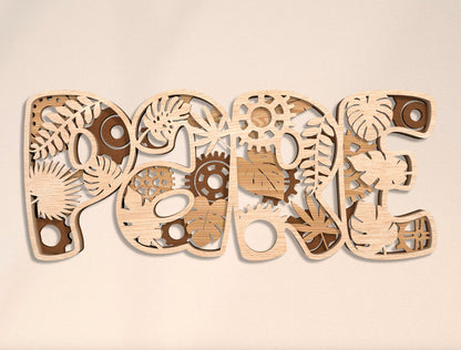 Dad Word Art Laser Cut Bundle | Multilingual Father Typography | Layered Wooden Letter Decor | Glowforge, xTool, LightBurn, etc.