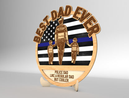 Best Dad Ever Police Sign SVG Laser Cut File for Glowforge and xTool