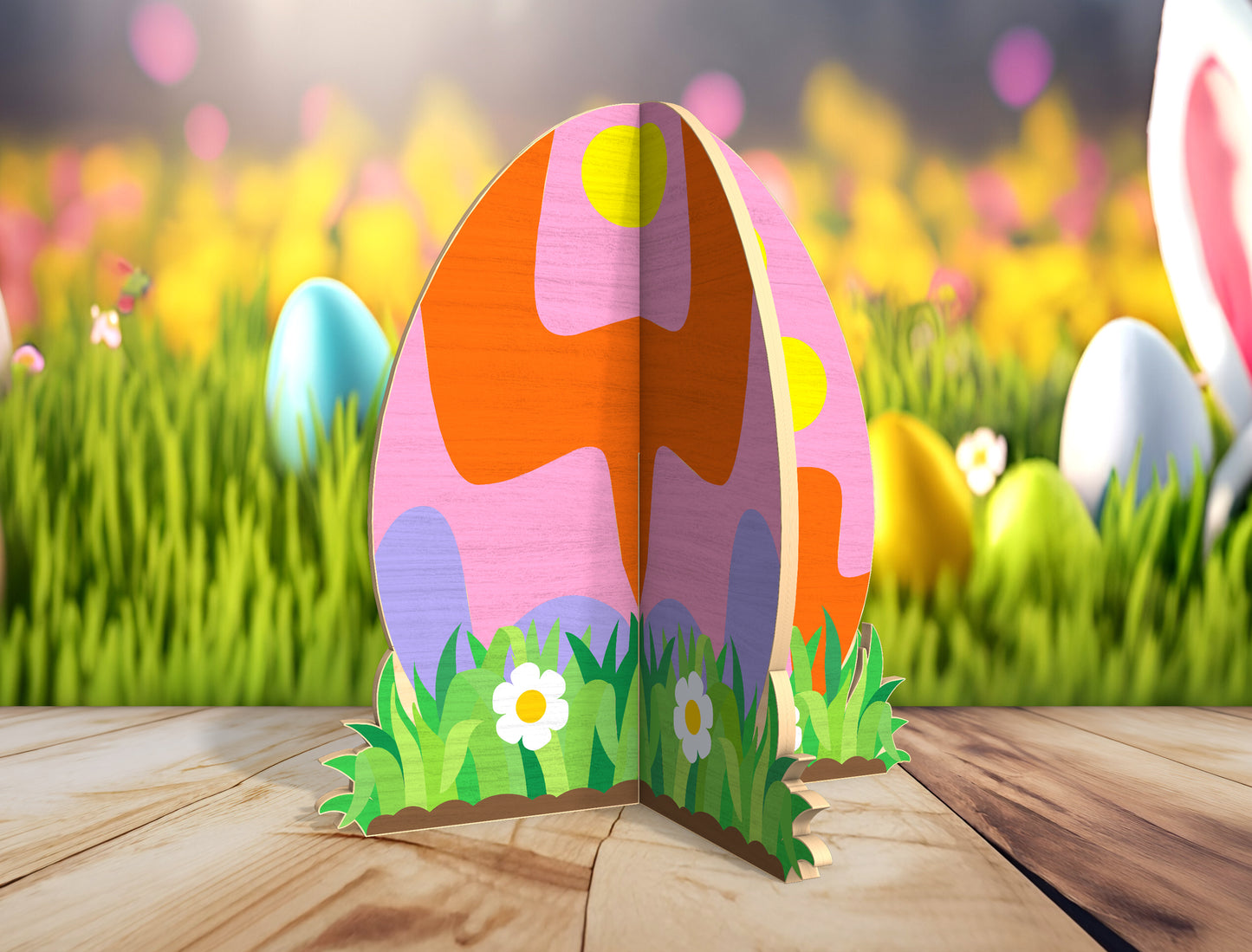Easter Egg Stand SVG Freestanding Egg Ornament Spring for LightBurn