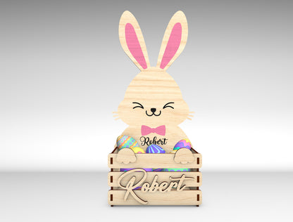 Personalized Easter Bunny Basket SVG Bundle for LightBurn and xTool