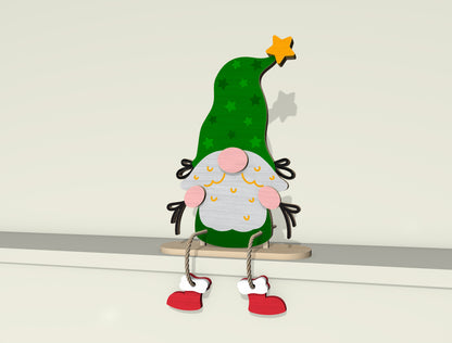 Christmas Gnome Shelf Sitter Laser Cut File | Ready to Cut | Glowforge, xTool, LightBurn, etc.