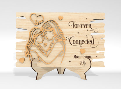 Mom and Baby Line Art Standing Decor SVG Bundle for LightBurn and xTool