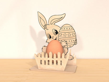 Bunny Egg Holder SVG Bundle Simple Rabbit Egg Stand for Glowforge and xTool