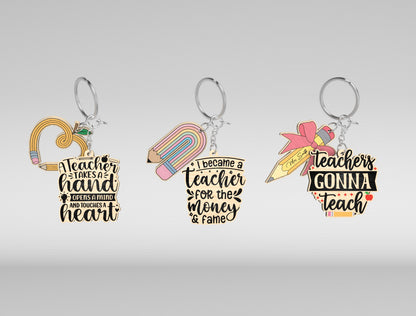 Teacher Keychain Bundle SVG Laser Cut File for Glowforge and xTool