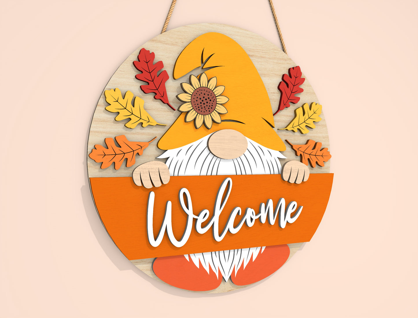 Welcome Pumpkin Gnome Door Hanger SVG Set for Glowforge xTool LightBurn | 2 Designs